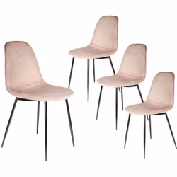 ALESSIA - Lot de 4 Chaises Velours Côtelé Roses