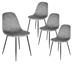 ALESSIA - Lot de 4 Chaises Velours Côtelé Gris Foncé