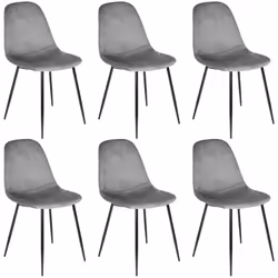 ALESSIA - Lot de 6 Chaises Velours Côtelé Gris Foncé