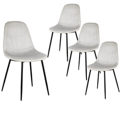 ALESSIA - Lot de 4 Chaises Velours Côtelé Gris Clair