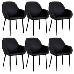 Altobuy - alessia - Lot de 6 Fauteuils Velours Côtelé Noir