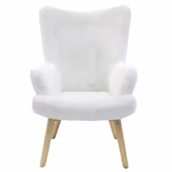 Altobuy - cocoon - Fauteuil Blanc Imitation Fourrure Pieds Bois - Blanc