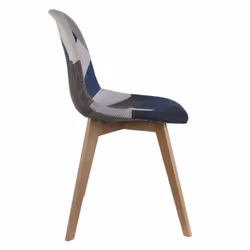 Damas - Lot de 4 Chaises Patchwork Bleu et Gris - Bleu - Vue supplémentaire 4
