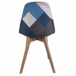 Damas - Lot de 6 Chaises Patchwork Bleu et Gris - Bleu - Vue supplémentaire 5