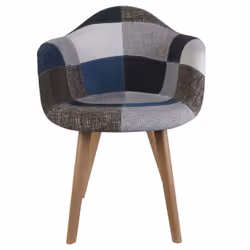 Altobuy - damas - Lot de 4 Fauteuils Patchwork Bleu et Gris - Bleu