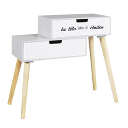 Smile - Chevet Enfant 2 Tiroirs Gris et Blanc - Gris
