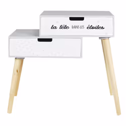 Smile - Chevet Enfant 2 Tiroirs Gris et Blanc - Gris