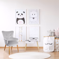 Smile - Chevet Enfant 2 Tiroirs Gris et Blanc - Gris