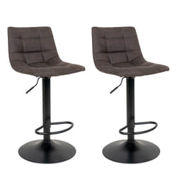 Magnus - Lot de 2 Tabourets Acier et Tissu Gris - Gris