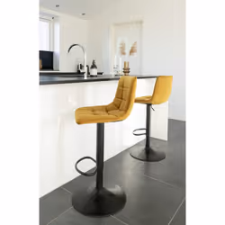 Magnus - Lot de 2 Tabourets Acier et Tissu Jaune Moutarde - Jaune