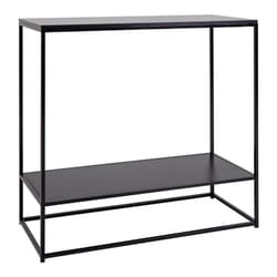 Harald - Console Acier Noir et Plateau Aspect Bois Noir - Noir