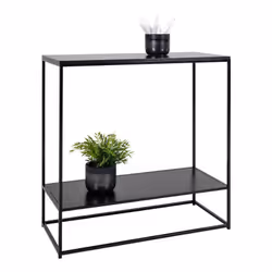 Harald - Console Acier Noir et Plateau Aspect Bois Noir - Noir - Vue supplémentaire 4