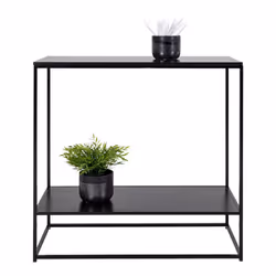 Harald - Console Acier Noir et Plateau Aspect Bois Noir - Noir - Vue supplémentaire 5