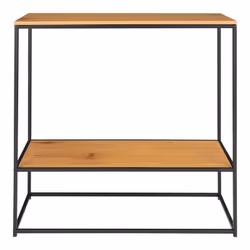 VOLLRAD - Console Acier Noir et Plateau Bois Naturel