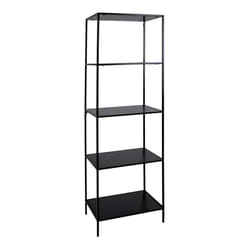 Altobuy - harald - Etagère 5 Plateaux Acier Noir et Aspect Bois Noir - Noir