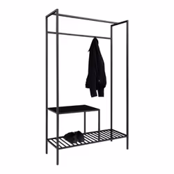 Harald - Meuble d'Entrée Acier Noir et Aspect Bois Noir - Noir