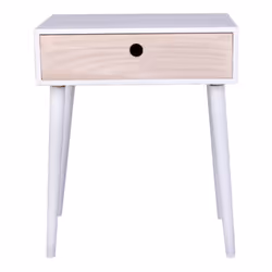 Altobuy - papay - Chevet 1 Tiroir Paulownia Blanc et Naturel