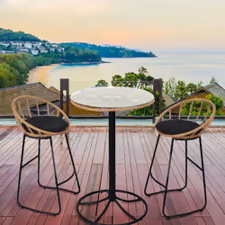Jakarta - Table Mange-Debout Noire avec Plateau en Verre - Noir