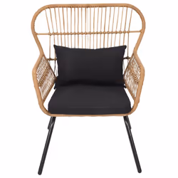 Altobuy - jakarta - Fauteuil Noir avec Dossier et Accoudoirs Tressés