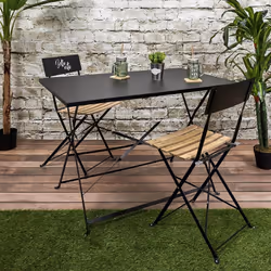 Malam - Table de Repas Rectangulaire Pliante Noire - Noir