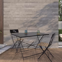 Malam - Table de Repas Rectangulaire Pliante Noire - Noir - Vue supplémentaire 5