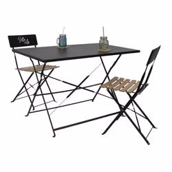Malam - Table de Repas Rectangulaire Pliante Noire - Noir - Vue supplémentaire 6
