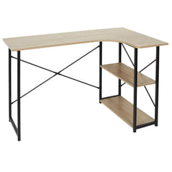 Altobuy - biwo - Bureau d'Angle Noir et Naturel avec 2 Tablettes - Noir
