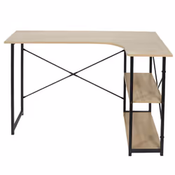 Altobuy - biwo - Bureau d'Angle Noir et Naturel avec 2 Tablettes - Noir