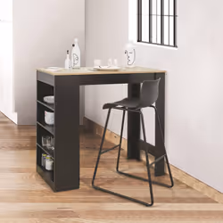 Altobuy - kanpe - Table de Bar Mange-Debout avec Etagères - Noir