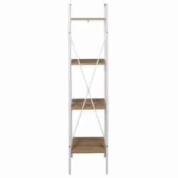 Lieta - Etagère Colonne à 4 Niveaux Bois et Métal Blanc - Vue supplémentaire 5