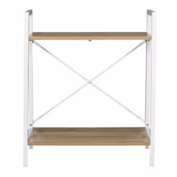 Altobuy - lieta - Etagère à 2 Niveaux Bois et Métal Blanc - Marron clair