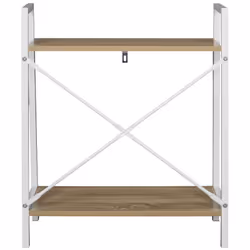Altobuy - lieta - Etagère à 2 Niveaux Bois et Métal Blanc - Marron clair - Vue supplémentaire 5
