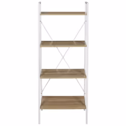 LIETA - Etagère à 4 Niveaux Bois et Métal Blanc