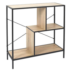 Altobuy - endis - Etagère 3 Niveaux Aspect Bois et Métal Noir - Marron clair