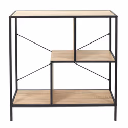 Altobuy - endis - Etagère 3 Niveaux Aspect Bois et Métal Noir - Marron clair