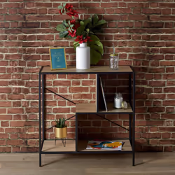 Altobuy - endis - Etagère 3 Niveaux Aspect Bois et Métal Noir - Marron clair