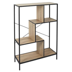 Altobuy - endis - Etagère 4 Niveaux Aspect Bois et Métal Noir - Marron clair