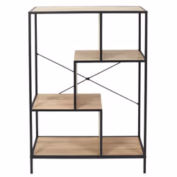 Altobuy - endis - Etagère 4 Niveaux Aspect Bois et Métal Noir - Marron clair