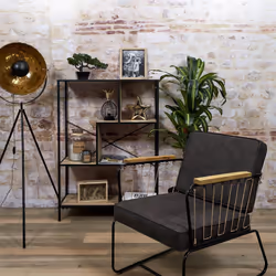 Altobuy - endis - Etagère 4 Niveaux Aspect Bois et Métal Noir - Marron clair