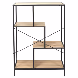 Altobuy - endis - Etagère 4 Niveaux Aspect Bois et Métal Noir - Marron clair - Vue supplémentaire 5