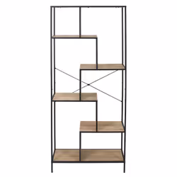 ENDIS - Etagère 6 Niveaux Aspect Bois et Métal Noir