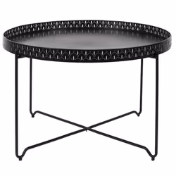 Altobuy - plato - Table d'Appoint Noire Plateau Rond 78cm