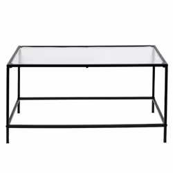 GLASSI - Table Basse Noire Plateau en Verre Texturé