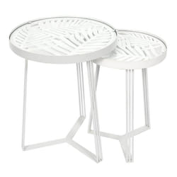 Sova - Tables Gigognes Blanches Motif Feuilles - Blanc