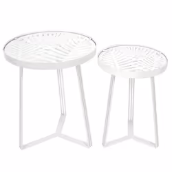 Sova - Tables Gigognes Blanches Motif Feuilles - Blanc