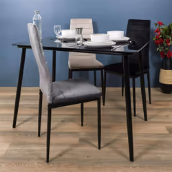 Sirila - Chaise Matelassée Velours Gris Foncé - Gris