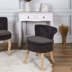 NORA - Tabouret Avec Dossier Capitonné Velours Anthracite