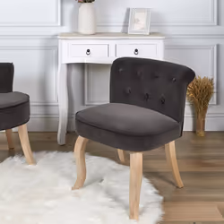 NORA - Fauteuil Avec Dossier Capitonné Velours Anthracite