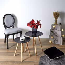 Altobuy - kapi - Tables Gigognes Noires Motif Pois en Relief - Noir - Vue supplémentaire 5