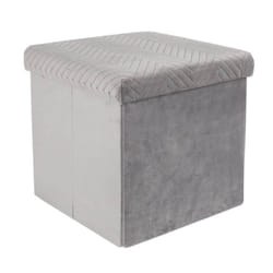 Floy - Coffre Pouf Pliable Velours Gris Clair - Gris